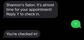 Client check in text message