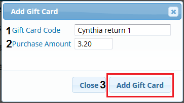 Add Gift Card button