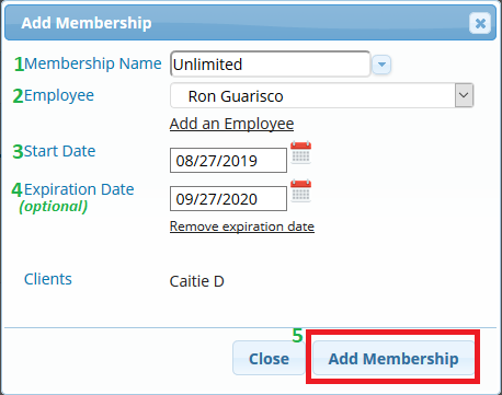 Add Membership button