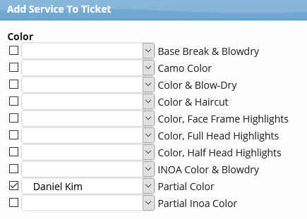 Add Service to Ticket