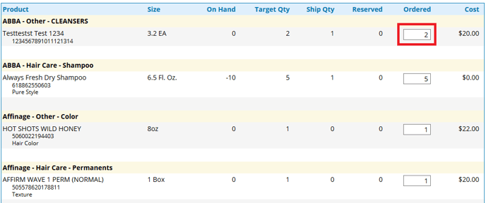 Change Order Quantities