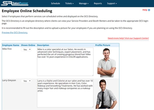 Employee online scheduling