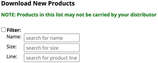 Filter download products