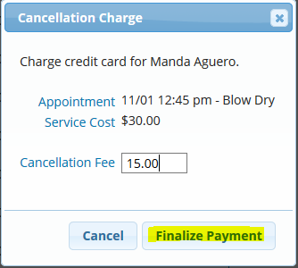 Finalize cancellation payment