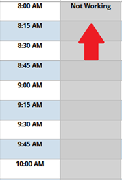 Grayed out area - scheduling