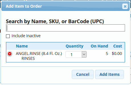 Manually add item to order