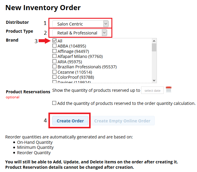 New Inventory Order