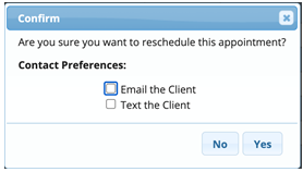 Notification when rescheduling