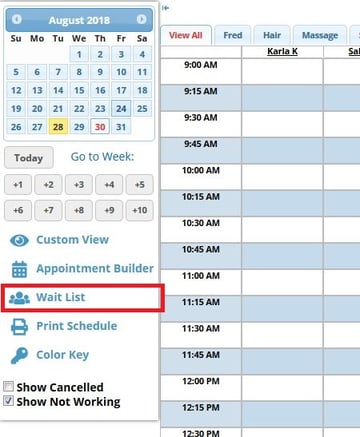 Schedule wait list