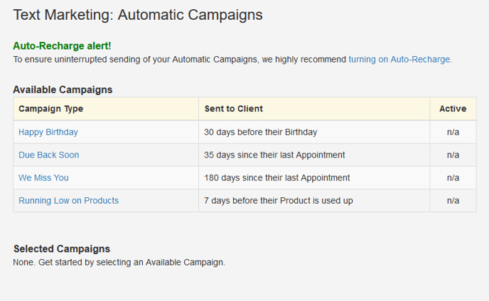 Select Automatic Campaign