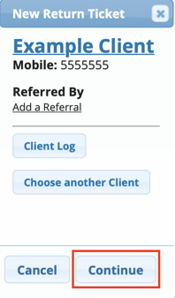 Select Client and Continue