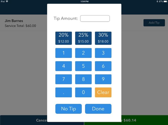 Tip Amount Screen