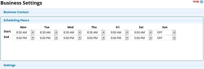 business setting scheduling hours