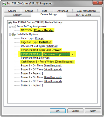 device setting - printer